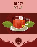 berry tea lettering with vector