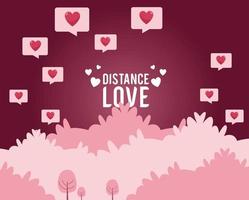 letras de amor a distancia con corazones vector