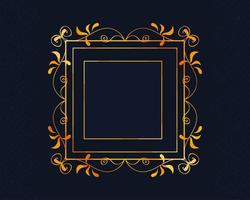 golden monogram square frame vector