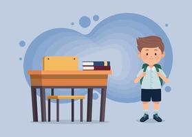 schoolboy in classroom vector