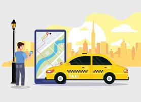 user and taxi service app vector