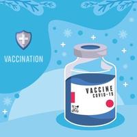 vaccination lettering with vial vector