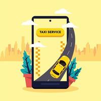 servicio de taxi en smartphone vector