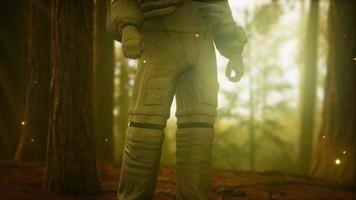 astronauta solitario en el bosque oscuro video