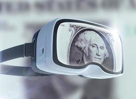 gafas de realidad virtual, negocios, tecnología, internet y concepto de redes foto