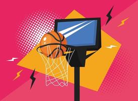 basketball basket and balloon vector