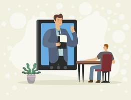 businessmen in tablet videocalling vector