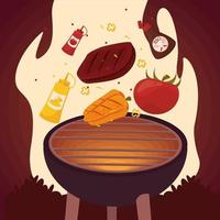 bbq poster with grill vector