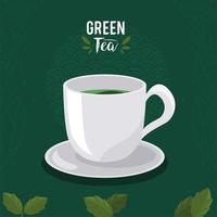 letras de té verde con taza vector