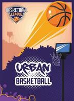 urban basketball lettering and ball vector
