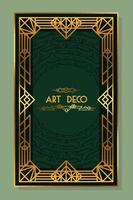 art deco lettering green frame vector