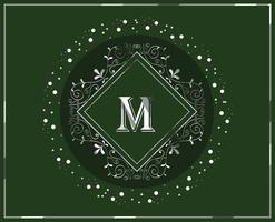 silver monogram green background vector