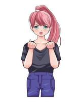 redhead girl anime vector