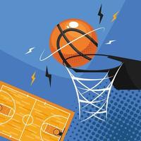 punto y cancha de baloncesto vector