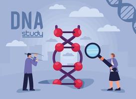 dna study lettering with scientists vector