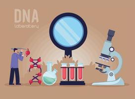 dna laboratory with scientist vector