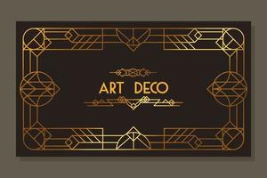 art deco golden frame vector