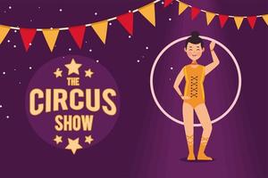 circus show lettering and dancer vector