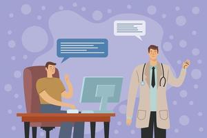 doctor and patient with desktop vector