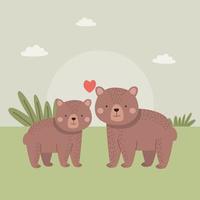 cute bears couple vector