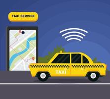 taxi en línea con tableta vector