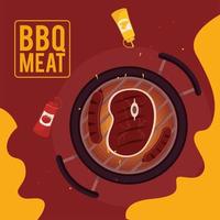 bbq meat lettering with sauces vector