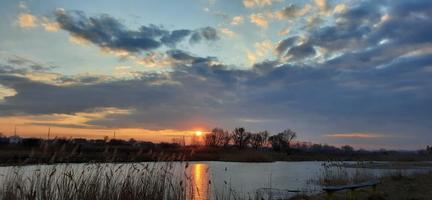 Beautiful evening landscape in ukraine photo