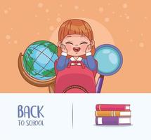 schoolgirl with books vector