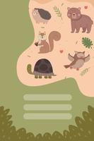 cinco lindos animales del bosque vector