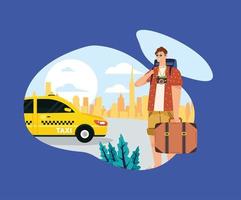tourist and taxi vector