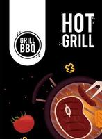 hot grill lettering with oven vector
