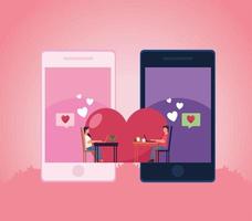 relación de amor a distancia y teléfonos inteligentes vector
