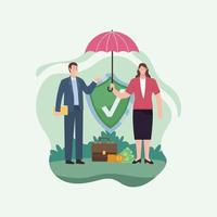 insurance shield and umbrella vector