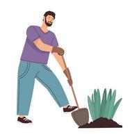 gardener man with shovel vector