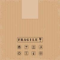 cardboard with fragile seal vector