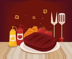 grill bbq party meat vector