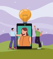 people in smartphone innovation vector