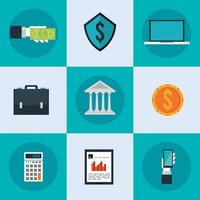 nine banking finances icons vector