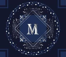 silver monogram with elegant letter vector