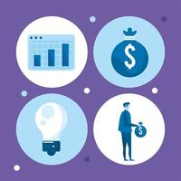 fuor business income icons vector