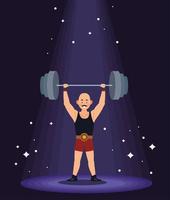 circus strongman lifting weight vector