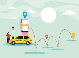 taxi service app in smartphone vector