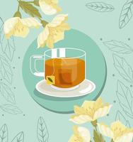 tea glass and chamomile vector