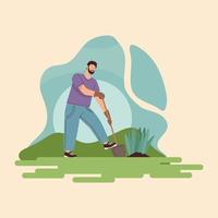 gardener working with shovel vector