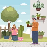 gardeners couple characters vector