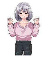 gray hair girl anime vector