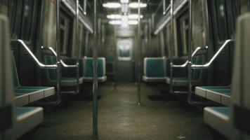Inside of the old non-modernized subway car in USA