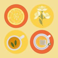 cuatro iconos de bebida de té vector