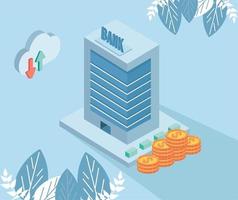 virtual bank and cloud computing vector