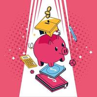 education loans piggy with calculator vector